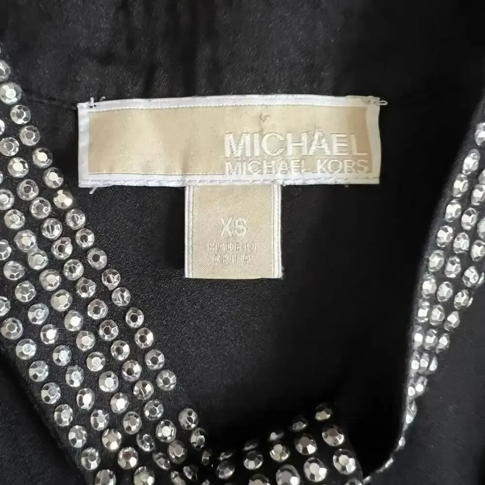 Michael Kors Black Embellished V Neck Sleeveless Top, XS